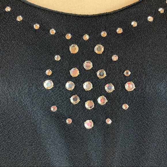 Vintage 70s Maxi Dress Rhinestones Polyester Large - Picture 3 of 8